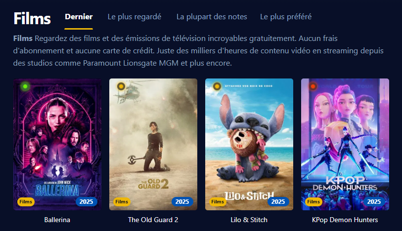 Image de l'interface de Filmoflix
